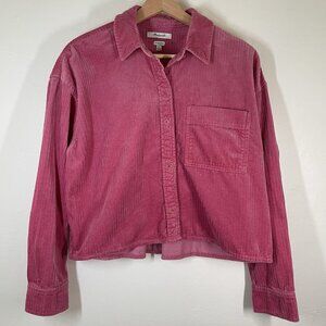 Madewell Women 100% Cotton Corduroy Crop Oversized Shacket Bubblegum Pink Small